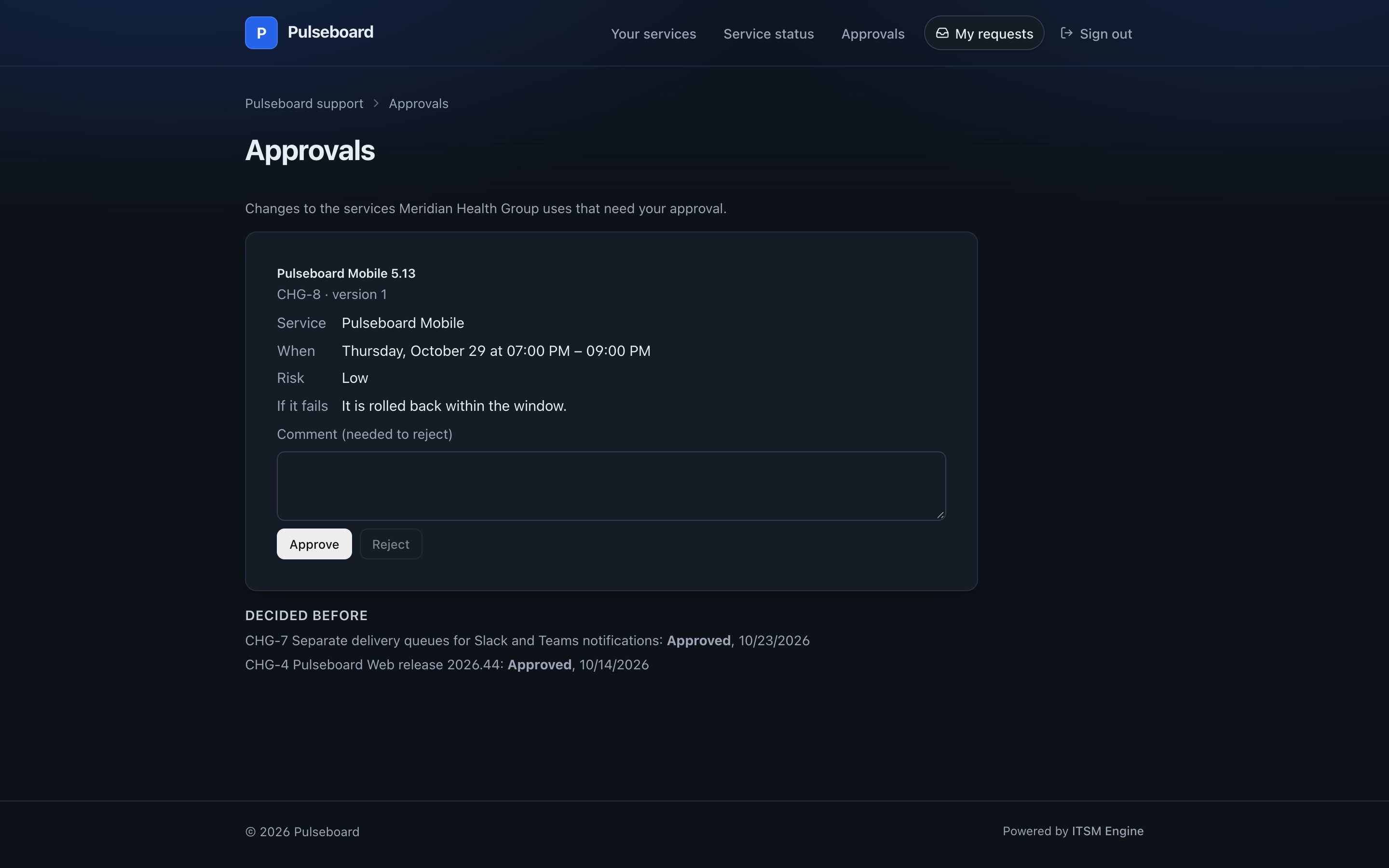 A customer approving a change on the portal
