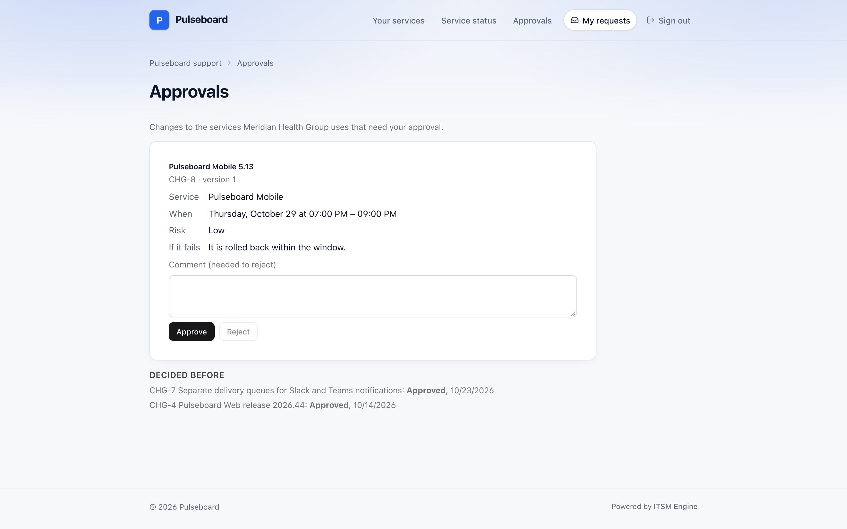 A customer approving a change on the portal